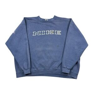 Vtg 90s Nike Crewneck Sweatshirt Men XXL Blue Faded Distressed Made In USA Boxy